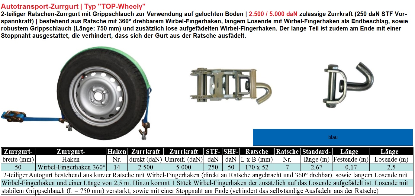 Autotransport-Zurrgurt Typ Top-Wheely