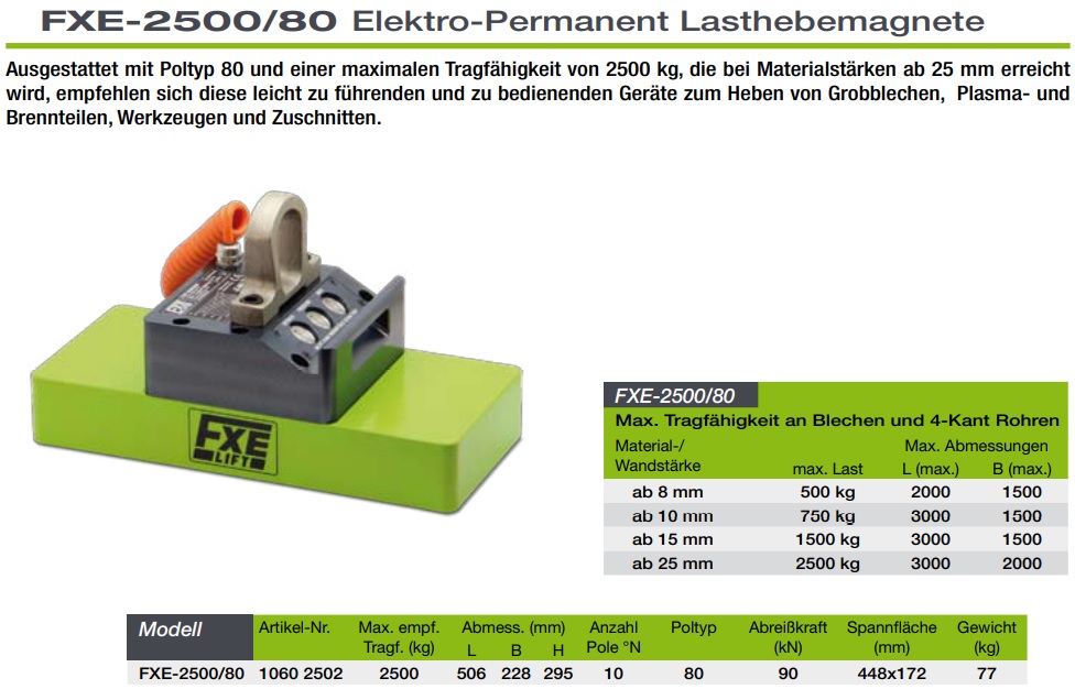 Elektro-Hebemagnet FXE-2500-80