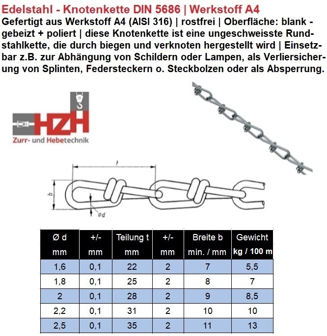 Knotenkette Edelstahl