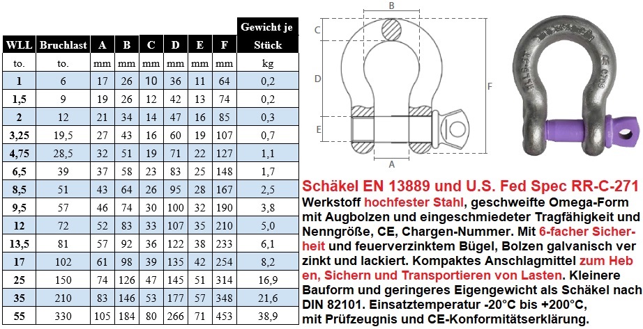 Schäkel EN 13889 HA2