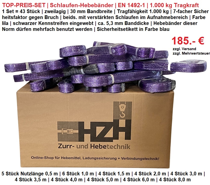 Schlaufen-Hebeband Set 1000 kg 43 teilig