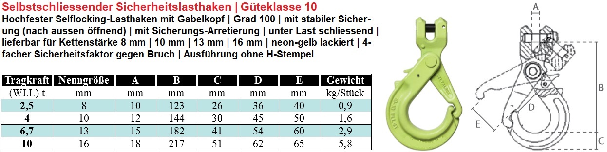 Sicherheitshaken GK10