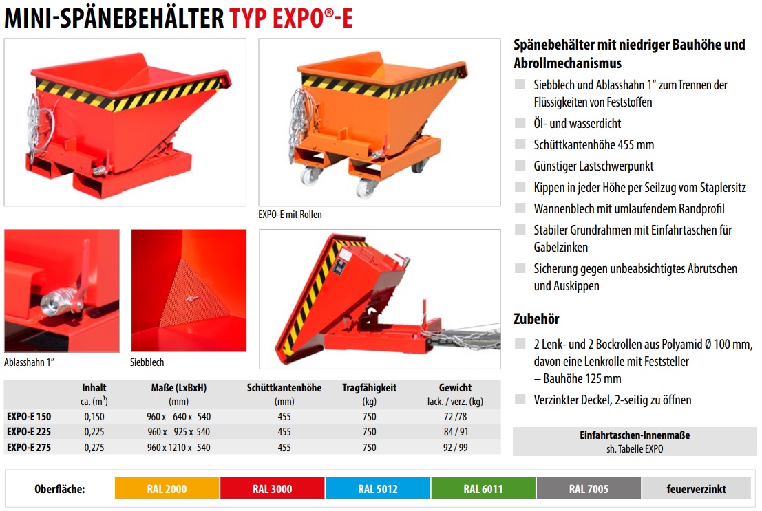 Mini Späne-Behälter mit Ablass-Ventil