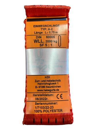 Einwegband WLL 2 to nach DIN 60005 und 50 mm Breite